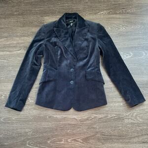 Body By Victoria Blue Velvet Blazer 2 Dark Academia Retro Preppy Classic Vintage